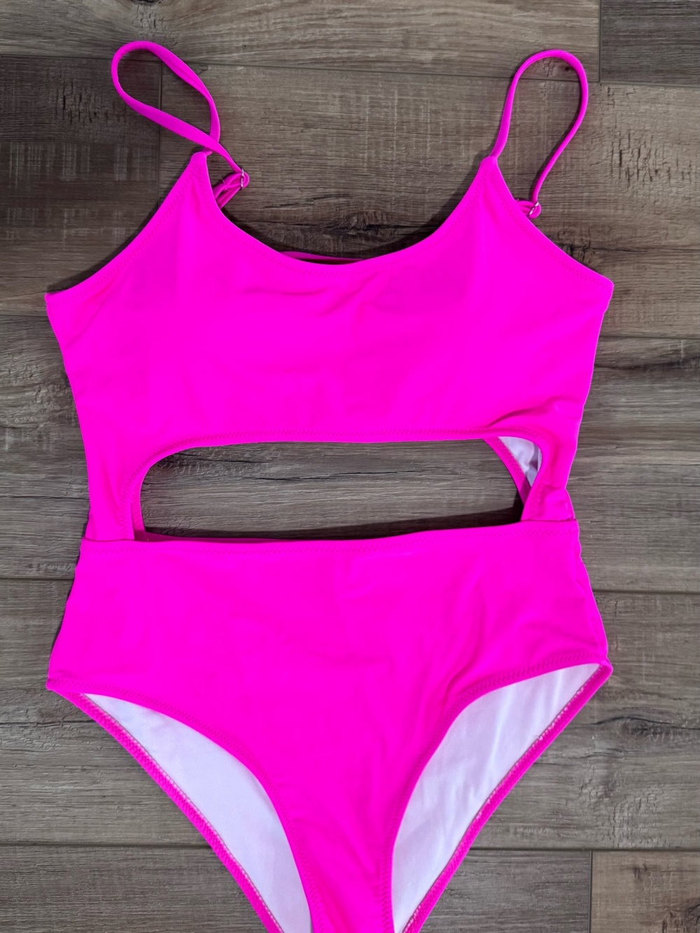 Neon Pink Cutout One-Piece Swimsuit for Women